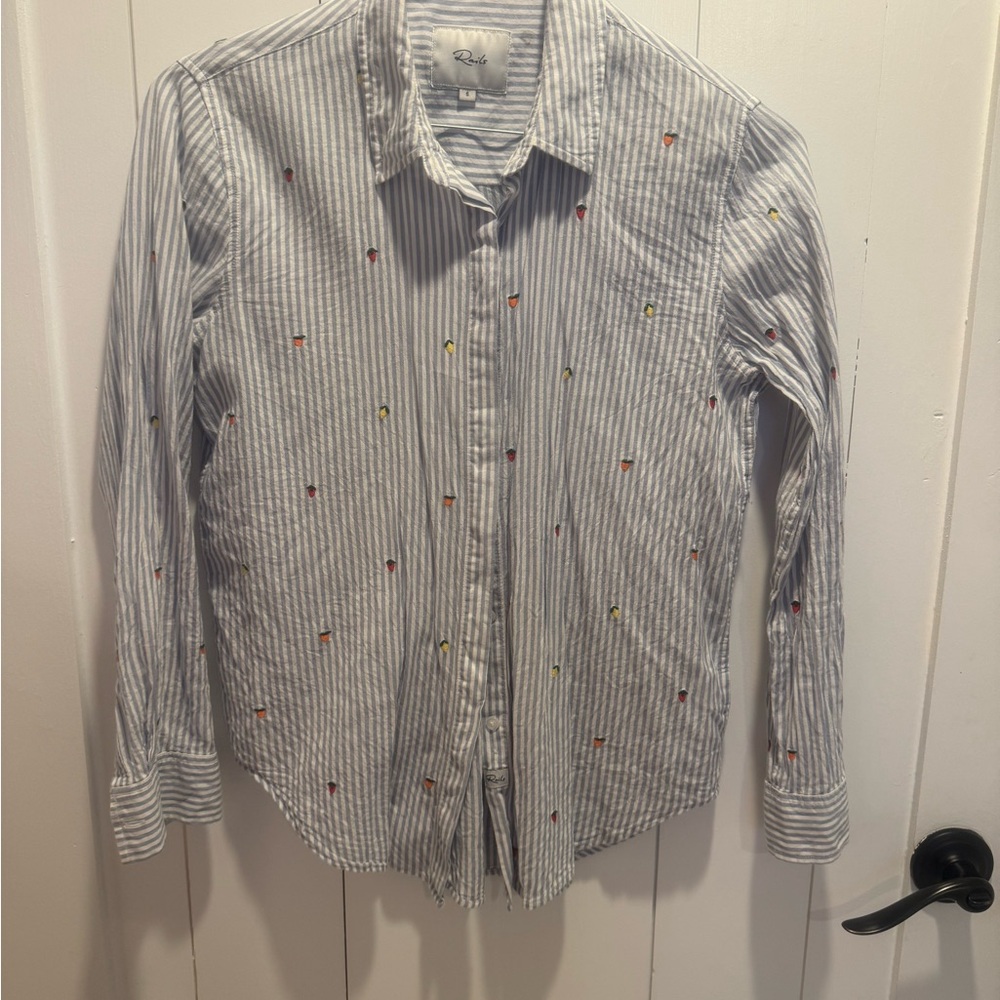 Rails embroidered fruit button down shirt